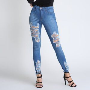 PAIGE DISTRESSED/SHREDDED JEANS (S-3X).